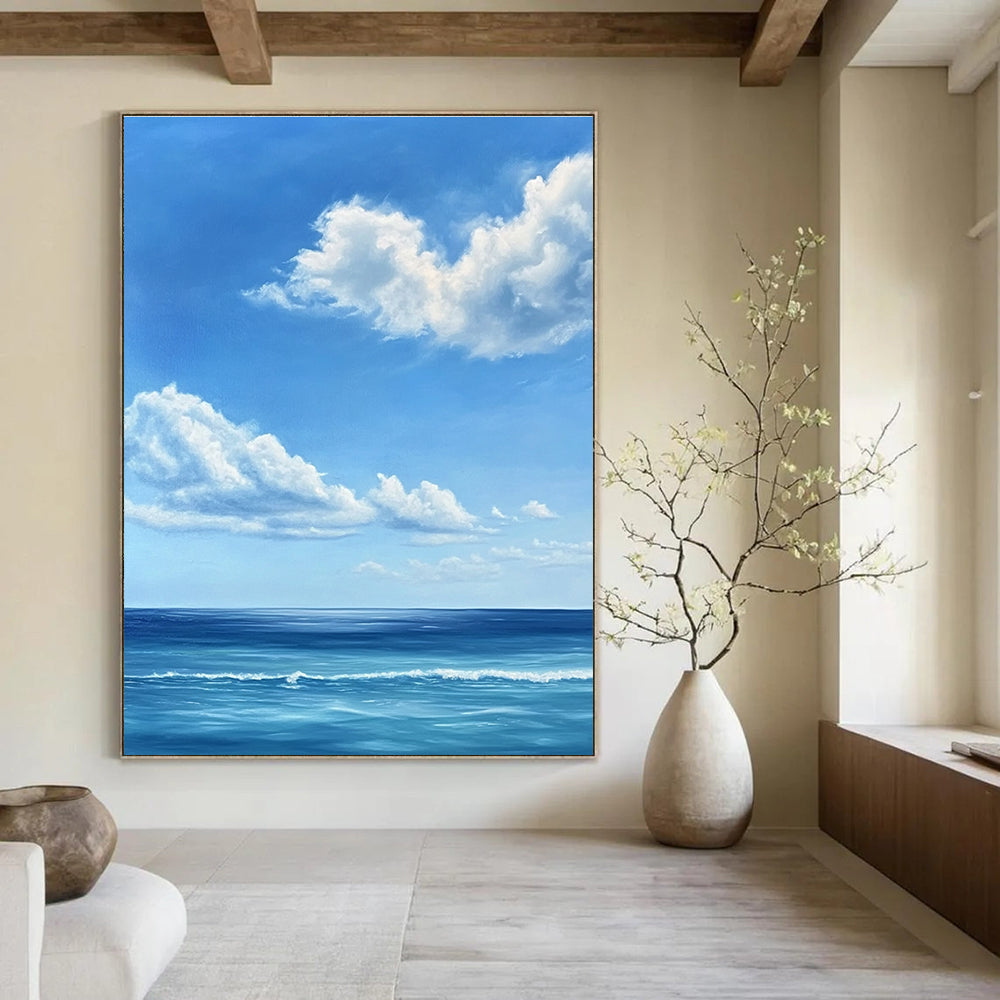 Blue Sky and Ocean Realistic Seascape Painting GAB0376