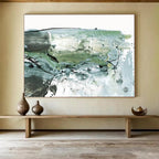 Green - Grey Abstract Painting for Eco - Conscious Spaces YHT139