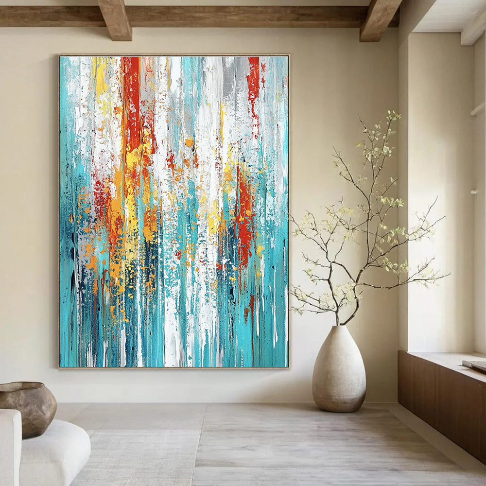 Colorful Dripping Stripes Abstract Painting for Vibrant Creative Hubs GAB0839
