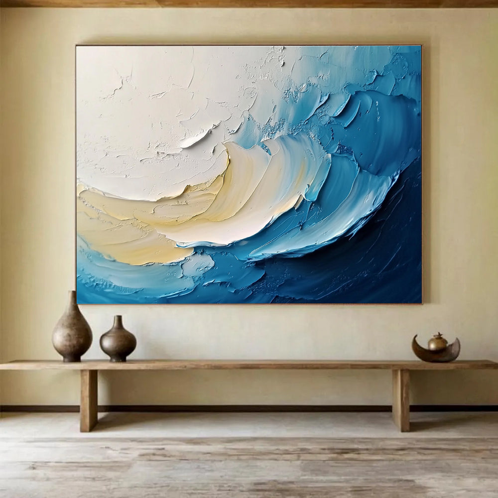 Textured Wave Abstract Painting with Dynamic, Tactile Layers ABS526