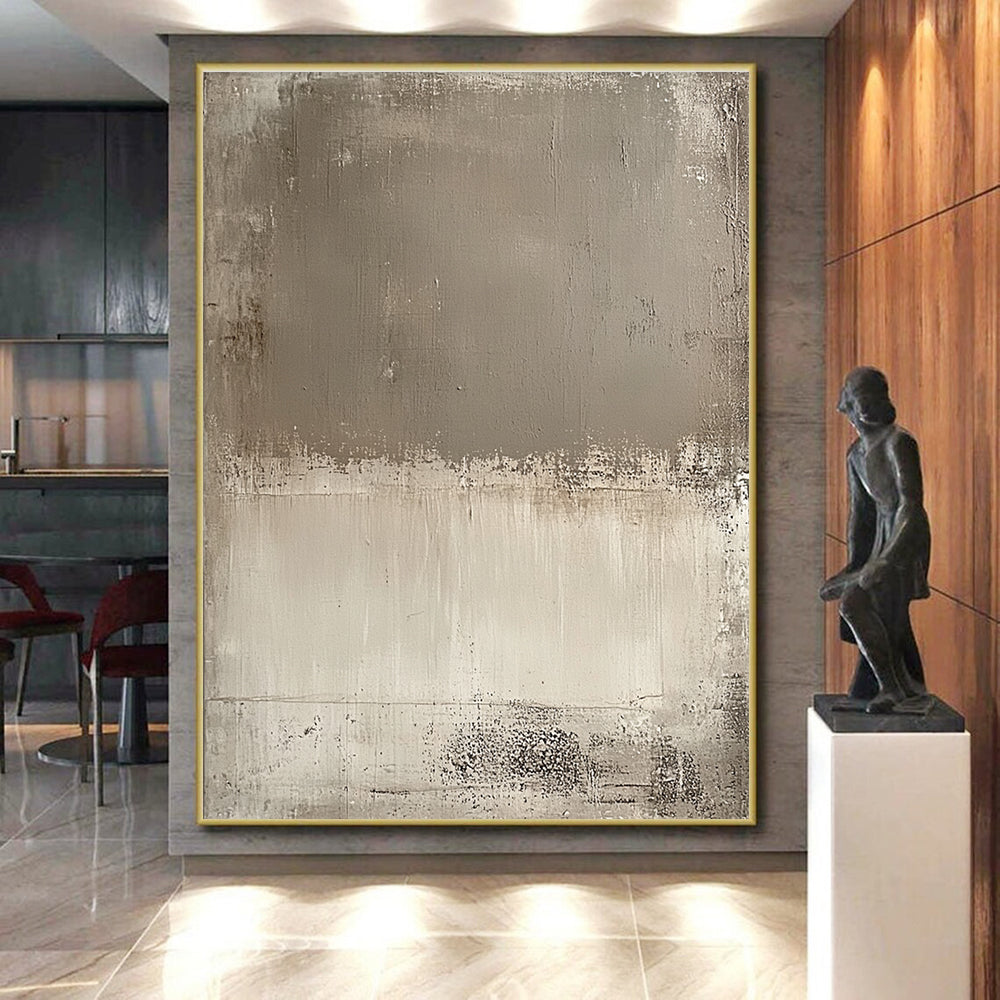 Taupe Textured Surface Abstract Painting with Calm Neutrality WINK119