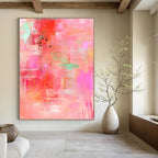 Pink Abstract with Dots Playful Abstract Painting GAB0318
