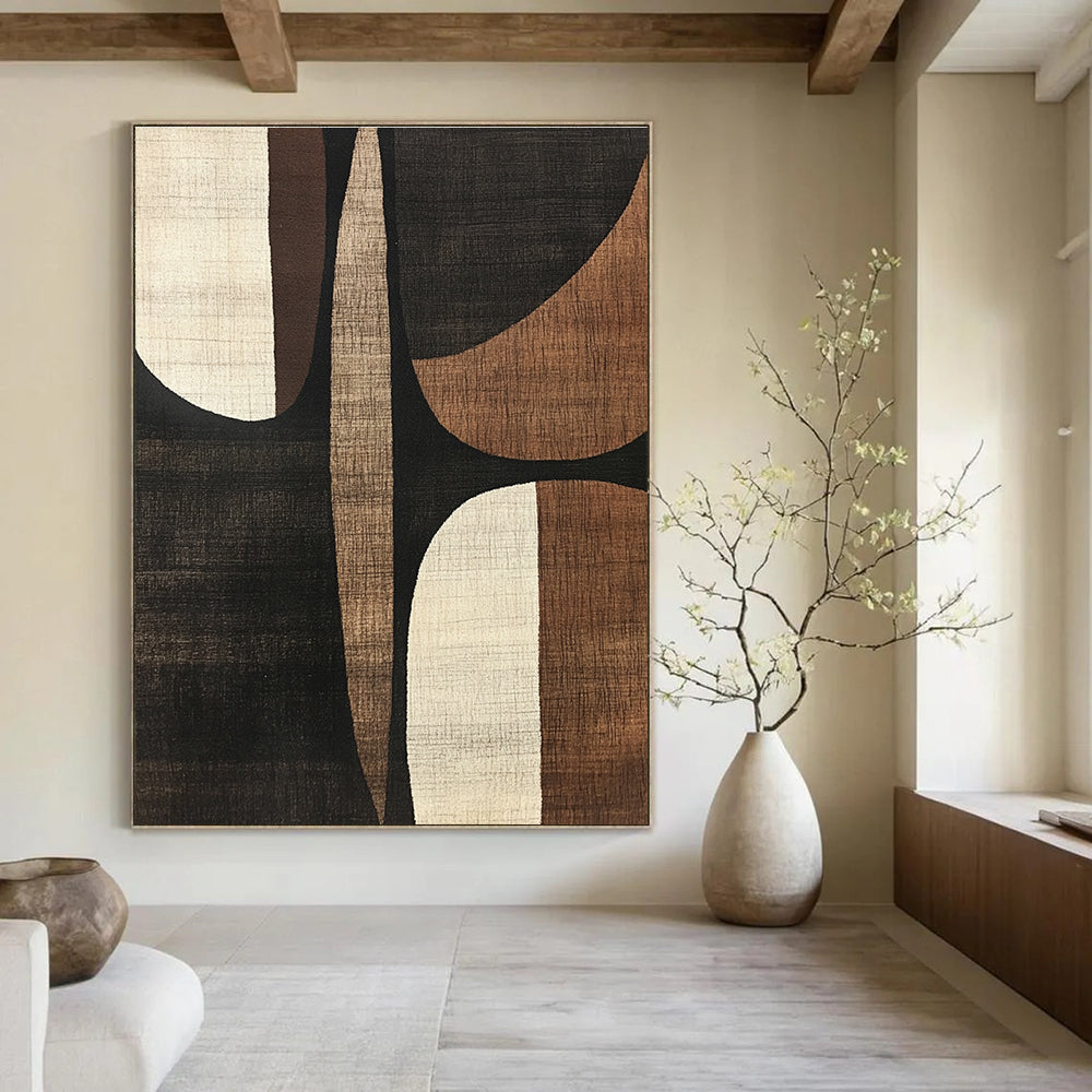 Earth - Toned Geometric Shapes Abstract Painting for Rustic - Modern Home Decor GAB1359