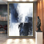 Blue Black White Abstract Painting with Moody Mystery WINK557