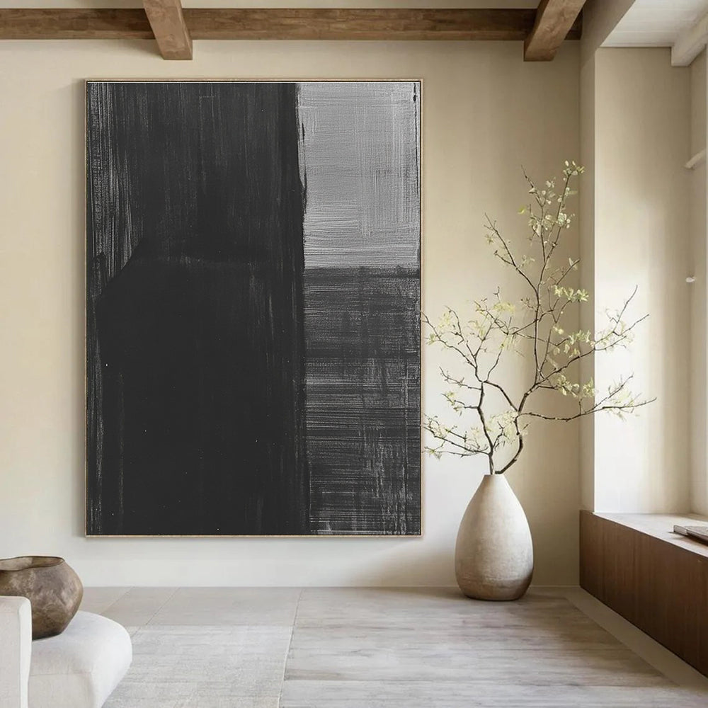 Abstract Black and Gray Painting with Textured Layers GAB0027