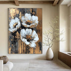 Gold - Accented Floral Abstract Painting for Luxury Dining Rooms GAB1252