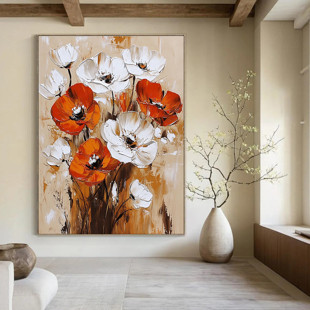 Bold Poppy Blossoms Expressive Floral Abstract Painting GAB0279