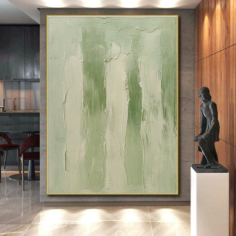 Soft Green Textured Abstract Painting with Calming Layers WINK605
