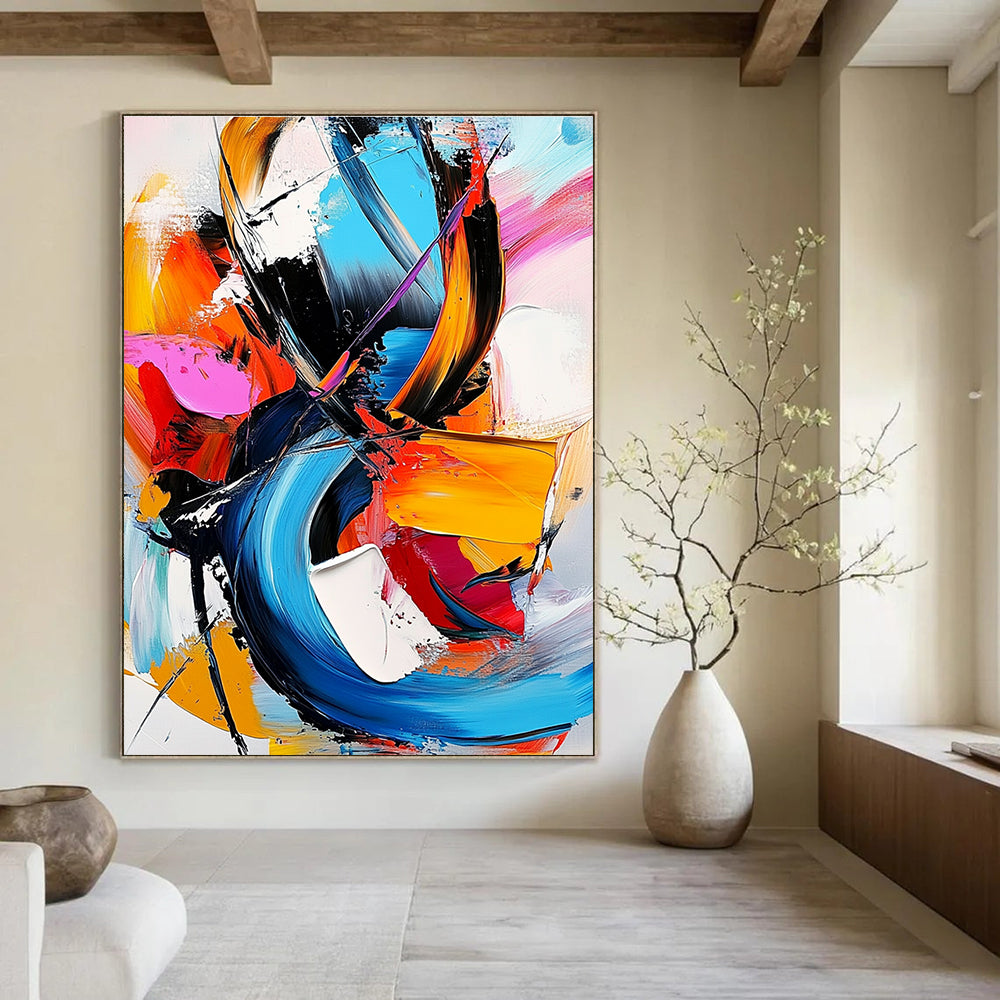 Vibrant Color Fusion Abstract Painting for Creative Coworking Spaces GAB0855