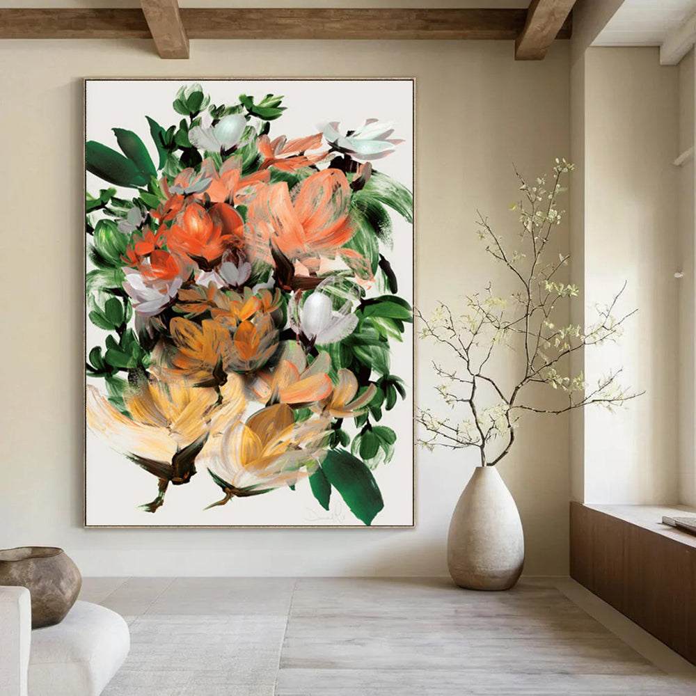 Vibrant Floral Bouquet Abstract Painting for Garden - Themed Restaurants HENG217