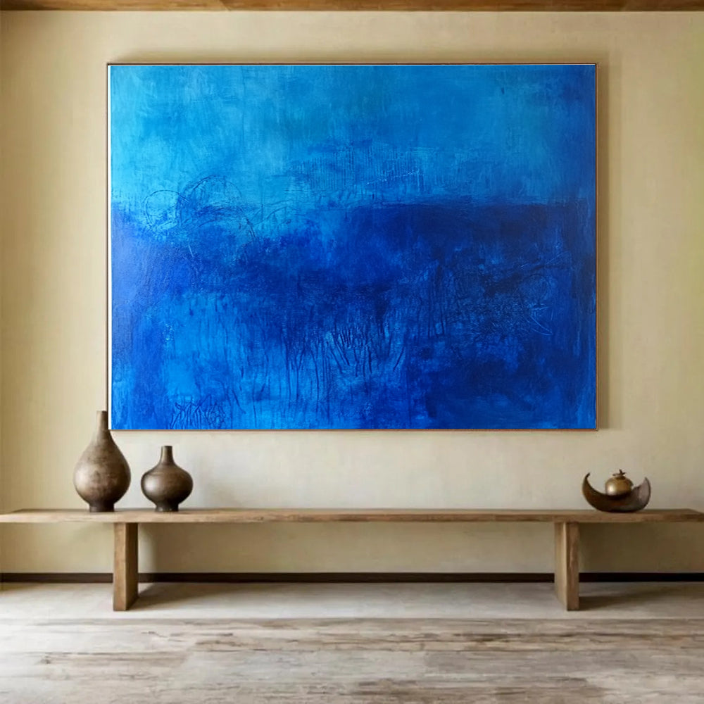 Mysterious Monochromatic Blue Abstract Painting ABS197
