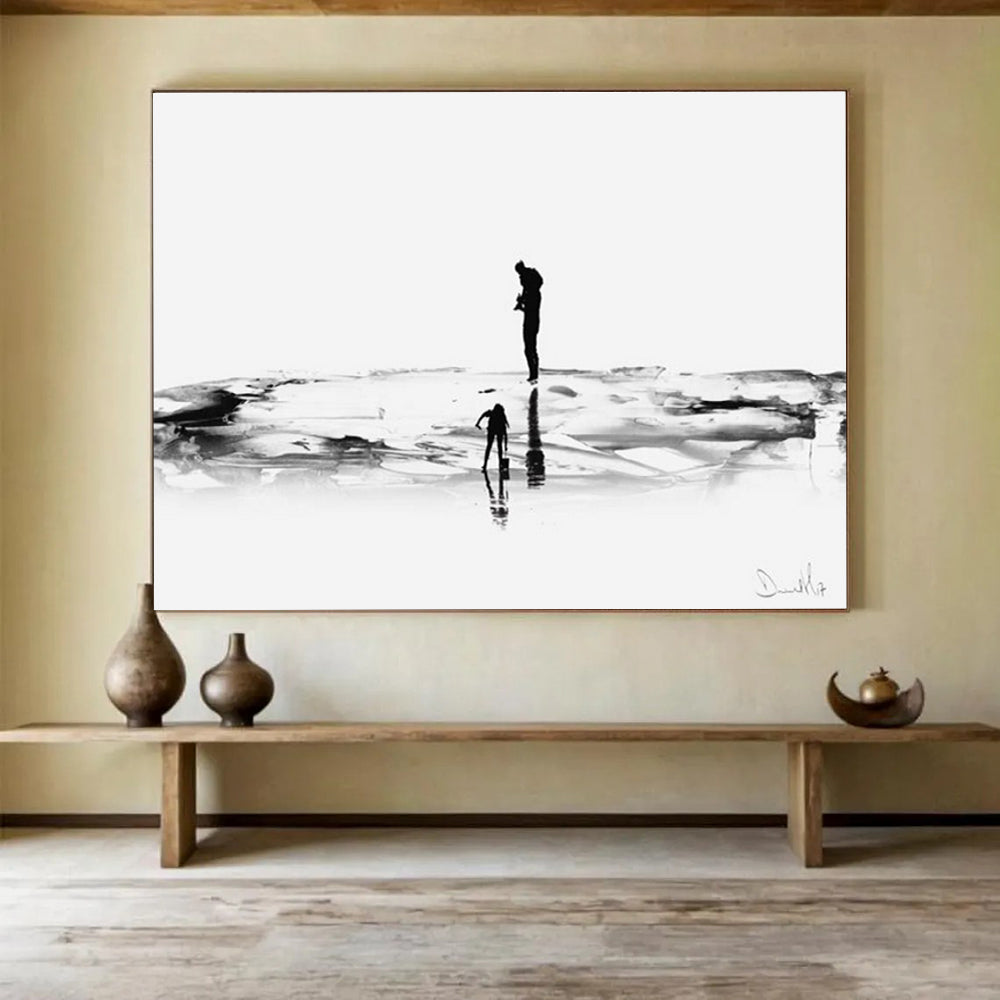Silhouette on Ice Abstract Painting for Reflective Spaces YHT114