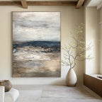 Monochromatic Seaside Abstract Painting for Coastal Home Bedrooms GAB1251