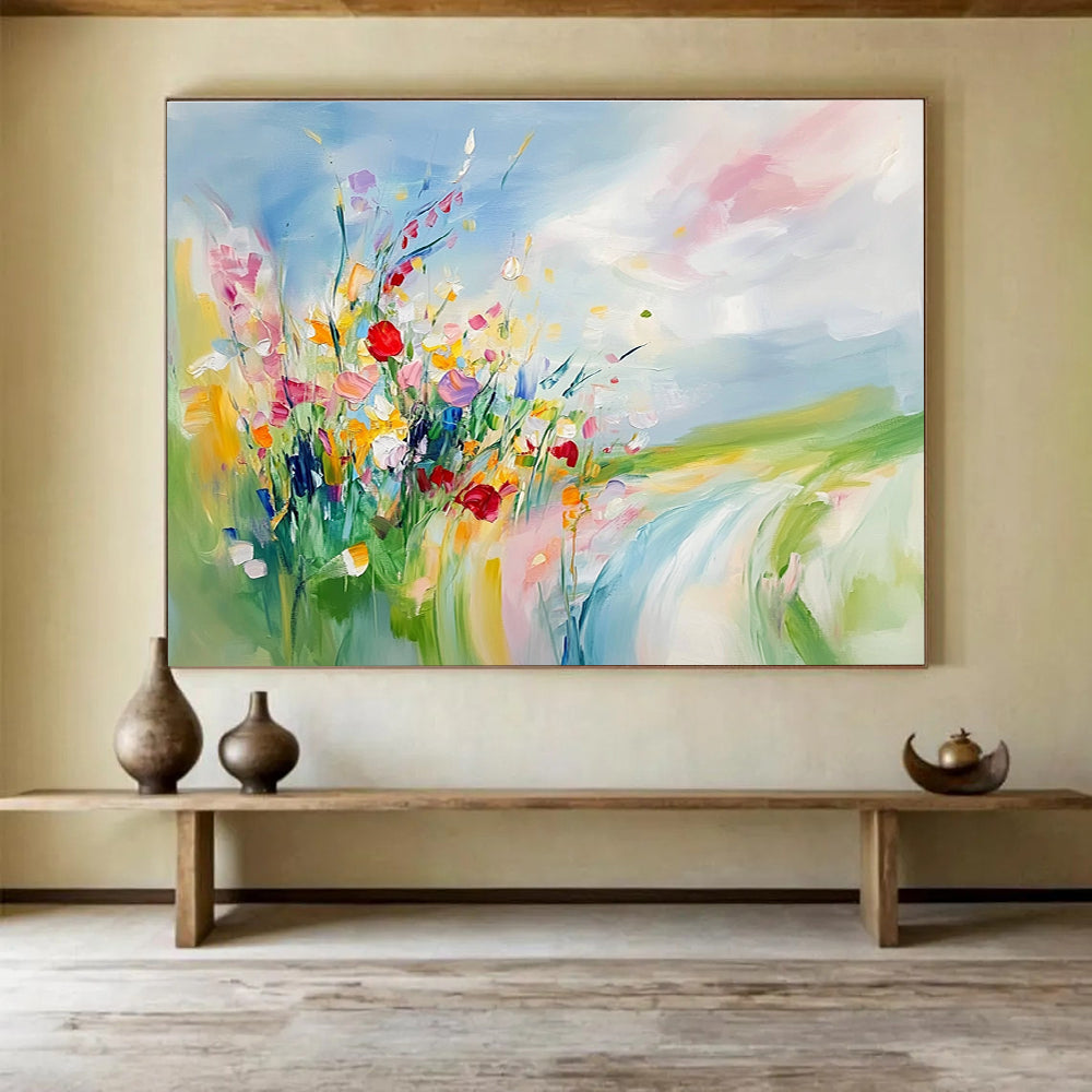 Colorful Floral Landscape Abstract Painting with Vivid Brushstrokes ABS244
