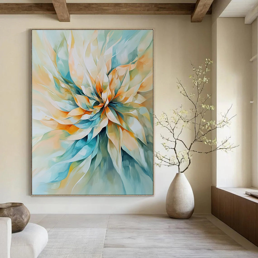 Pastel Flower Burst Abstract Painting for Charming Cafes GAB1103