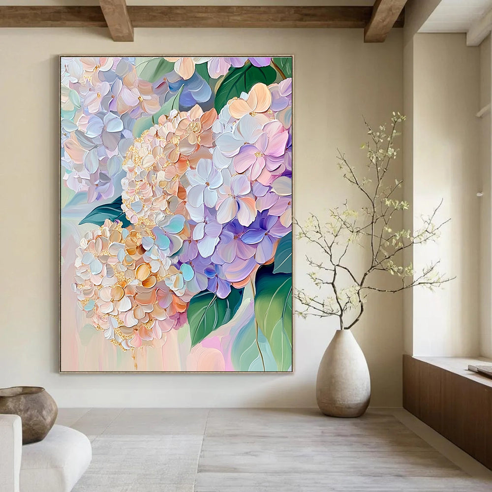 Colorful Hydrangea Blooms Vibrant Floral Abstract Painting GAB0306