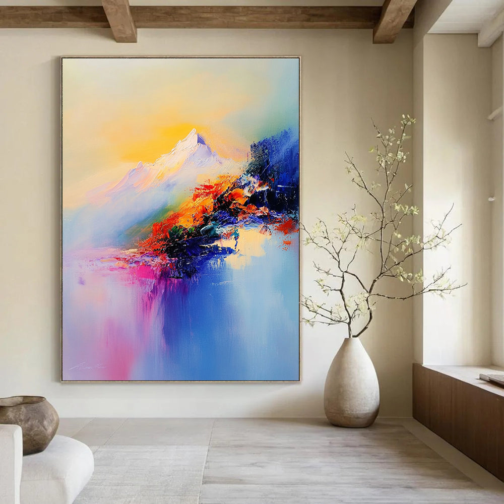 Colorful Mountain Abstract Painting for Adventure - Themed Cafes GAB0783