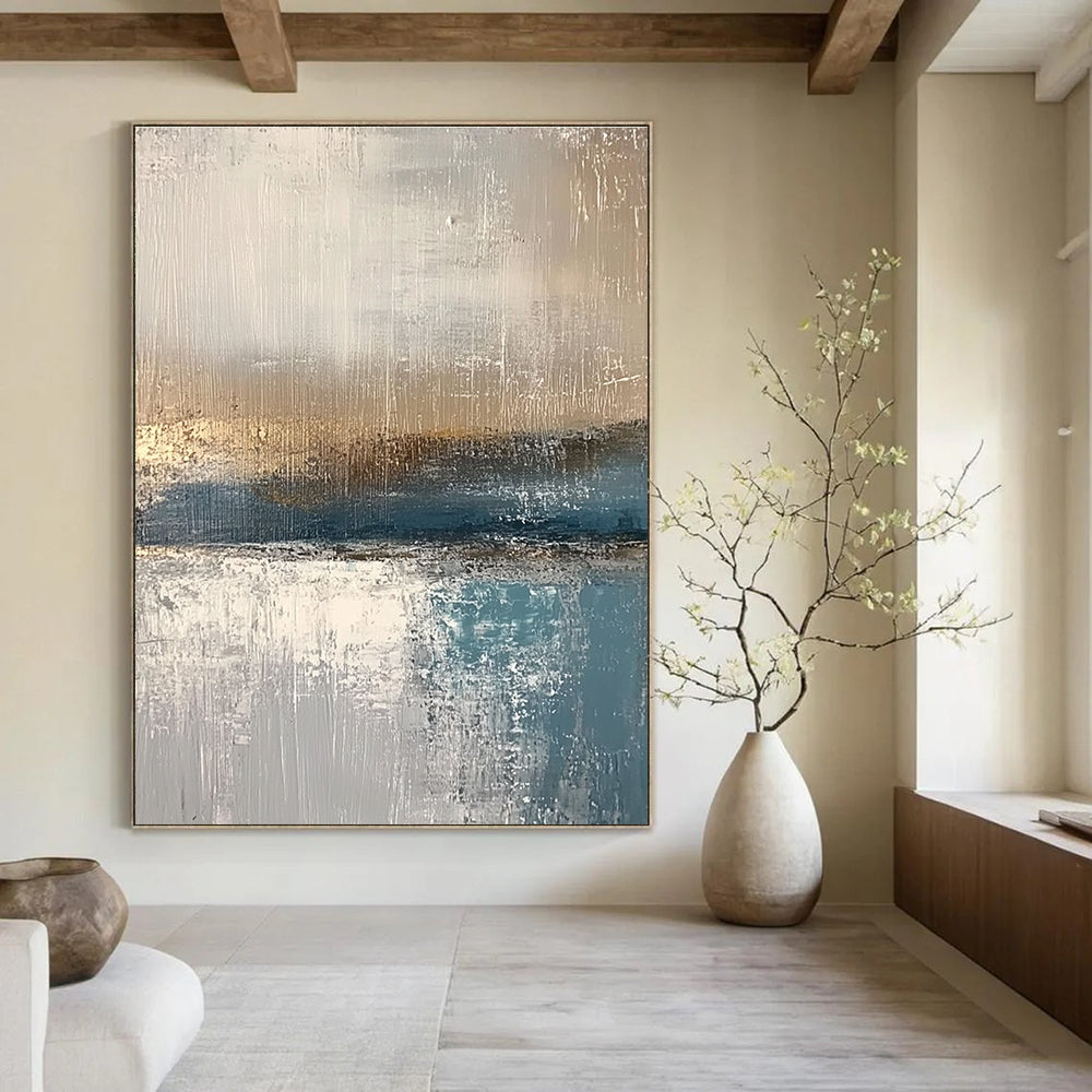 Minimalist Gray - Blue Sea Abstract Painting: Quiet Contemplation in Hues GAB0958