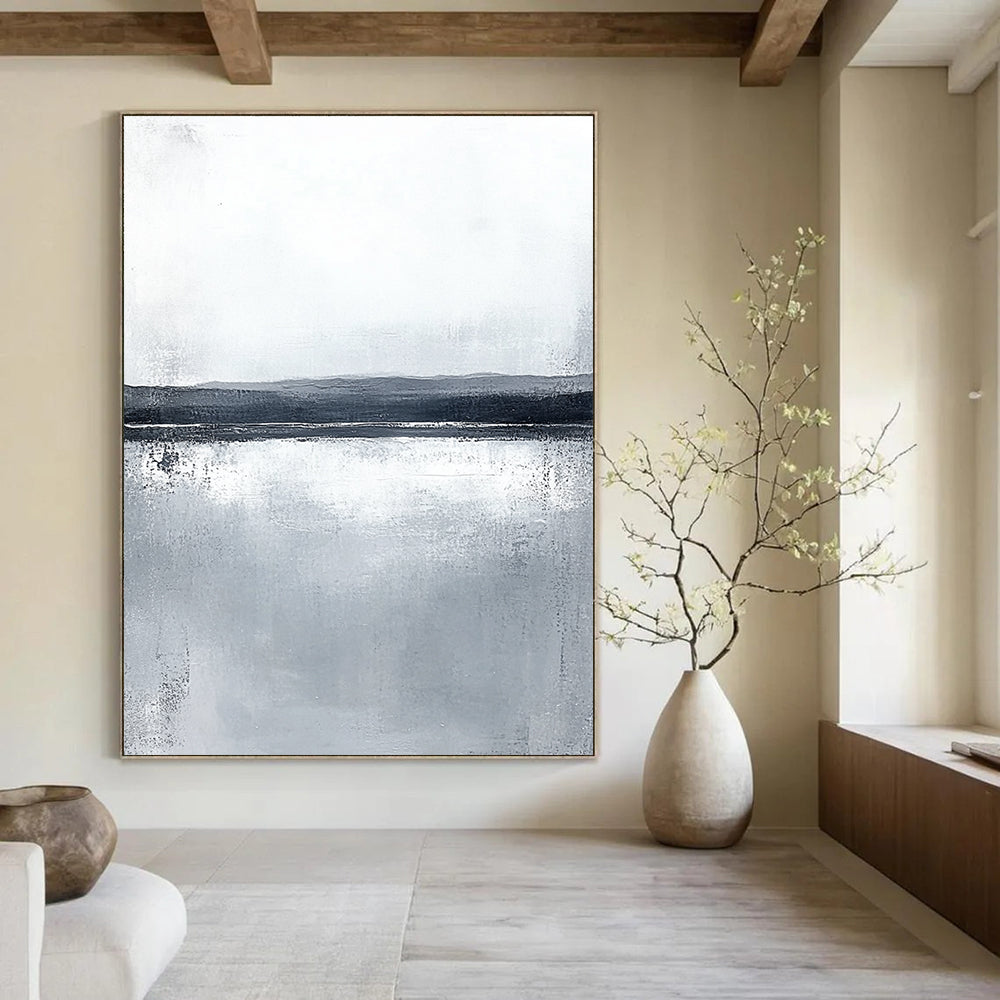 Monochrome Lake Abstract - Subtle Landscape Art GAB0556