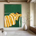 Sleeping Woman in Striped Blanket - Colorful Figurative Abstract Art GAB0426