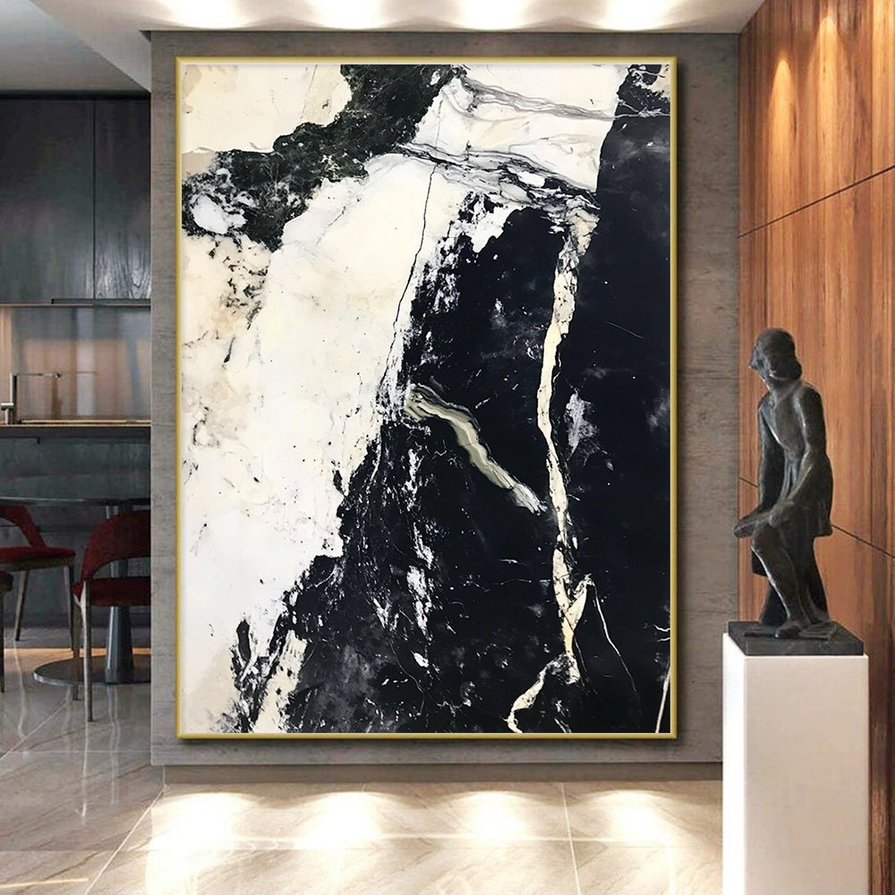 Black White Marble Abstract Painting with Timeless Elegance WINK743