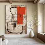 Abstract with Red and Black Painting for Industrial - Style Cafes GAB1262