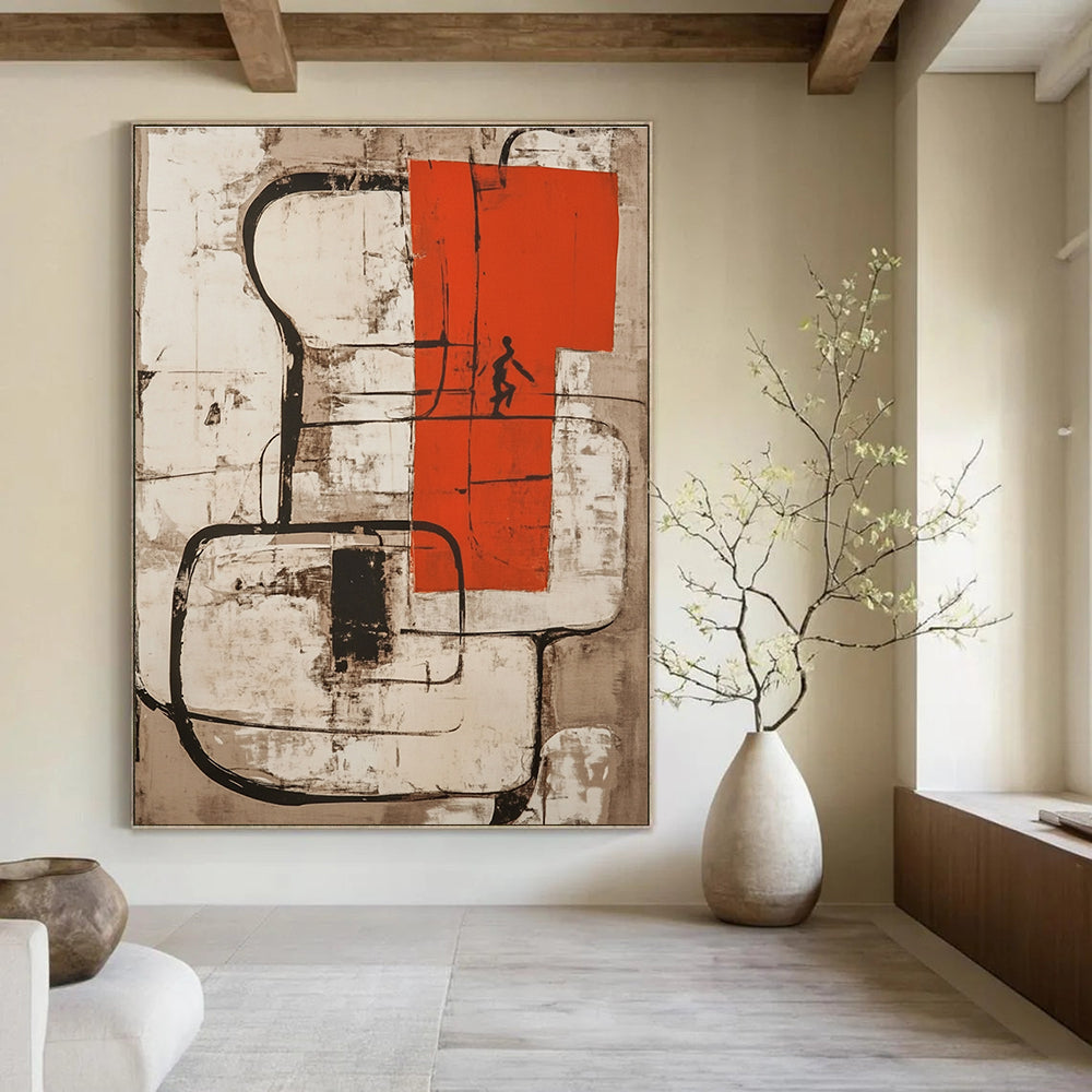 Abstract with Red and Black Painting for Industrial - Style Cafes GAB1262