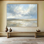 Soft - Hued Coastal Beach Serenity Abstract Painting ABS135