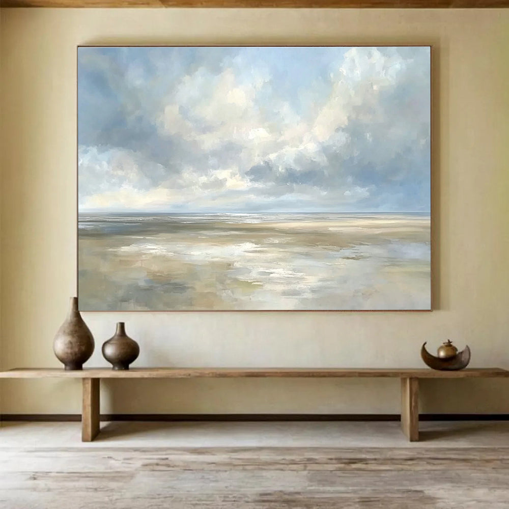 Soft - Hued Coastal Beach Serenity Abstract Painting ABS135
