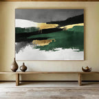 Green - Gold Abstract Landscape Fusion Painting ABS211