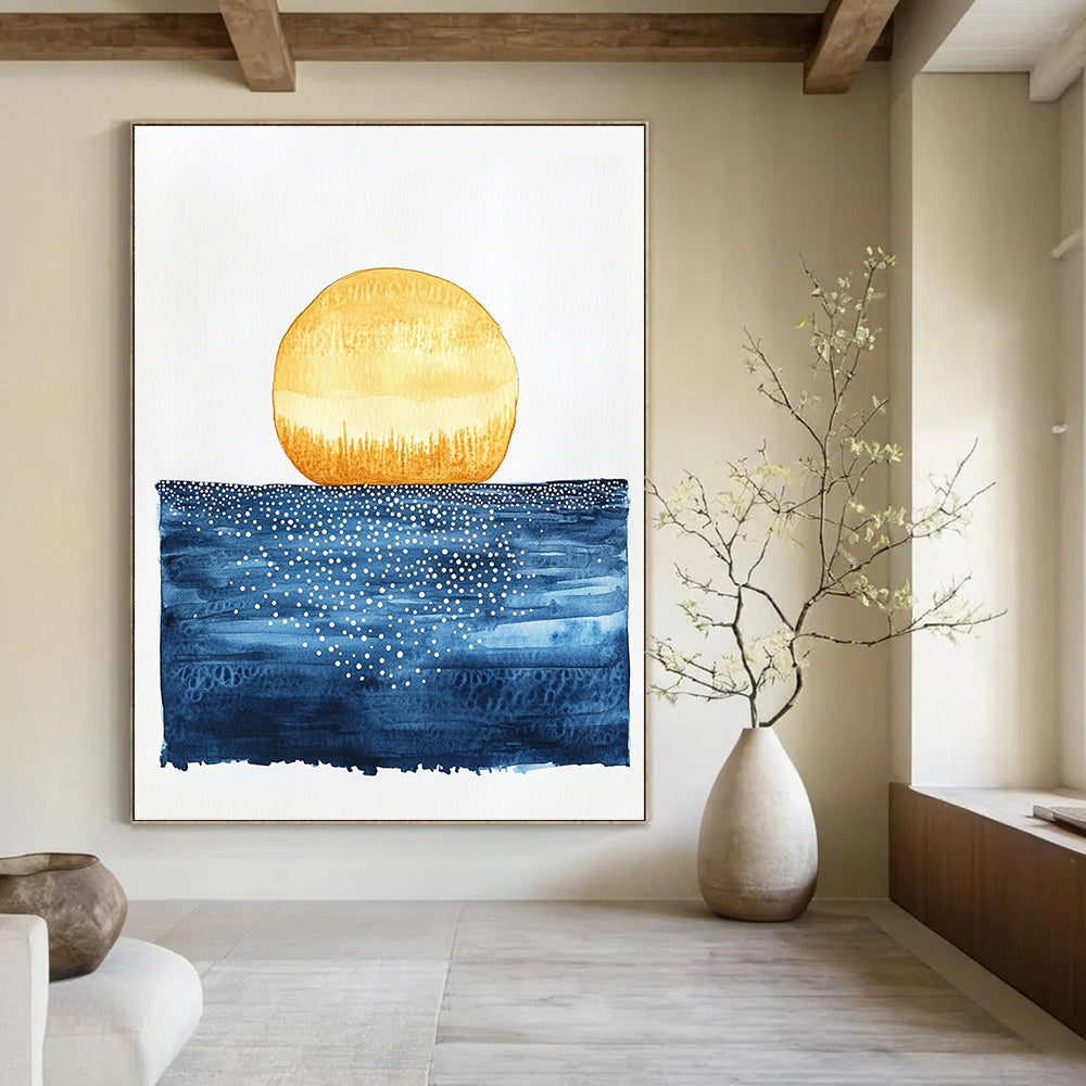 Sun and Sparkling Sea Abstract Painting for Nautical - Inspired Living Rooms GAB0991