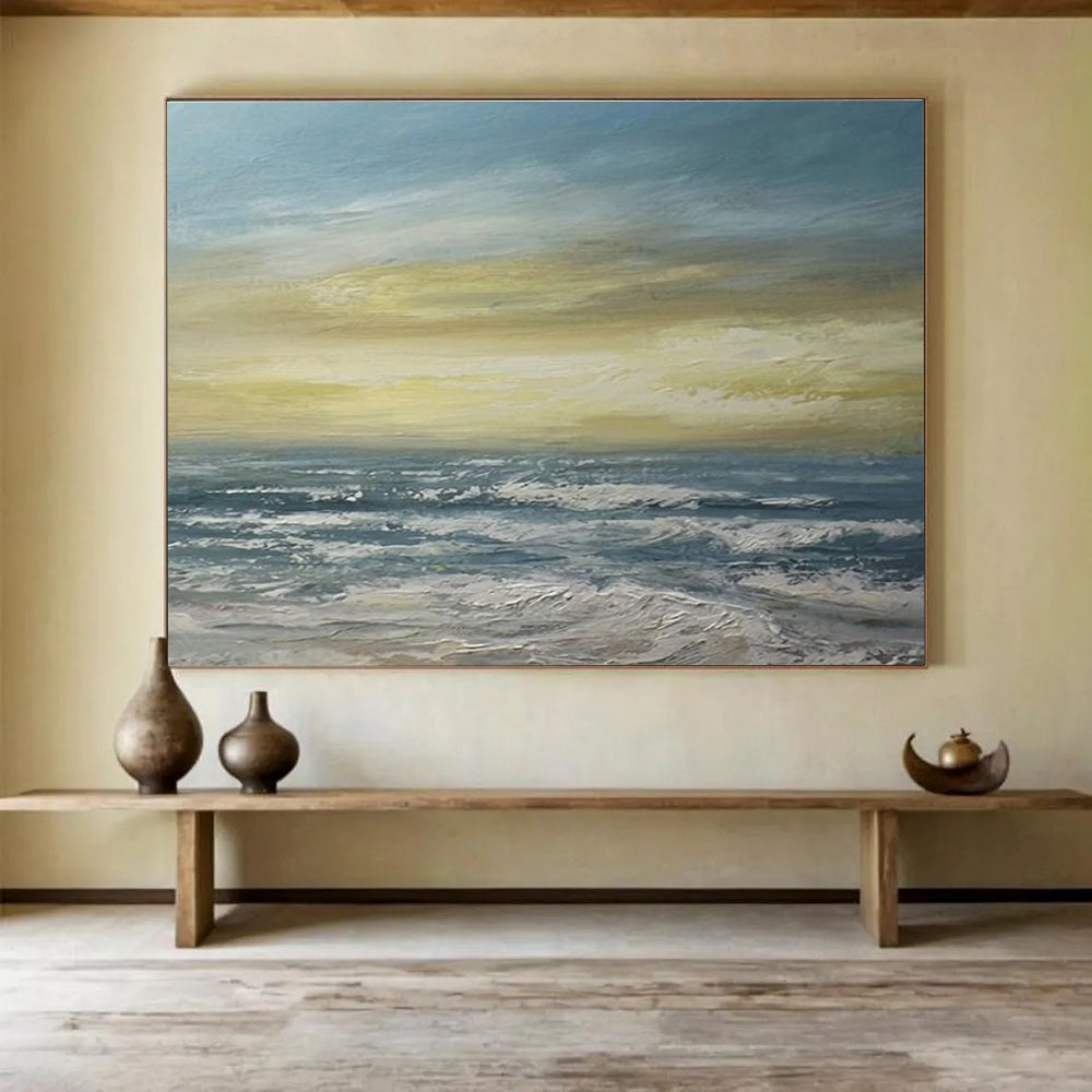 Sunset Sea Abstract Vibrant Landscape Painting for Art - Filled Homes YHT032