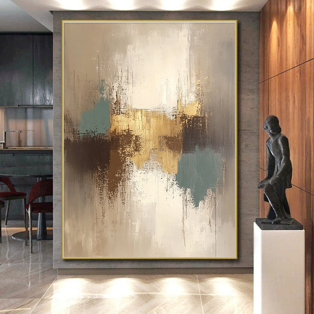 Gold Blue Gray Abstract Painting with Subtle Opulence WINK562