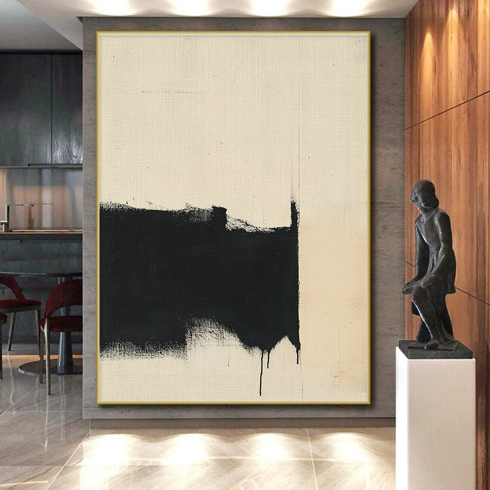 Dramatic Black Drips Abstract Painting with Edgy Drama WINK179