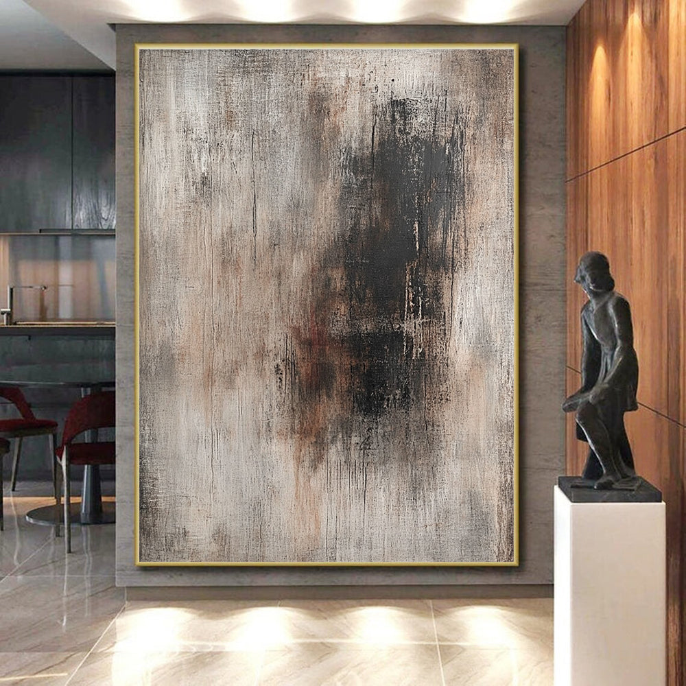 Gray and Brown Textured Abstract Painting with Rustic Charm WINK282