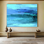 Energetic Blue Ocean Waves Abstract Painting ABS196