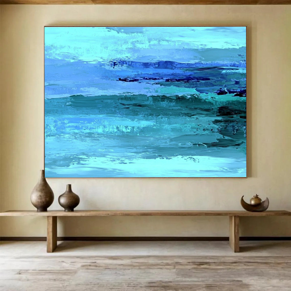 Energetic Blue Ocean Waves Abstract Painting ABS196