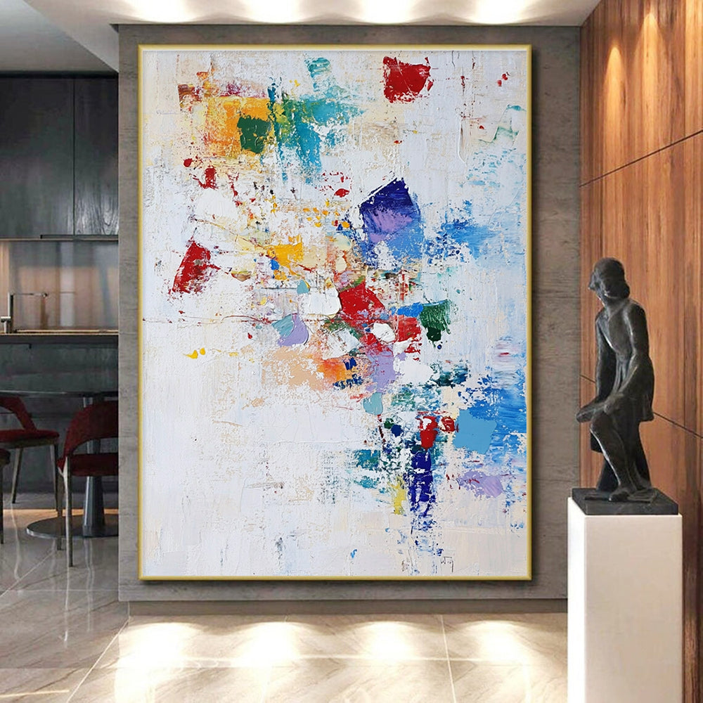 Colorful Patchwork Abstract Painting with Playful Whimsy WINK752
