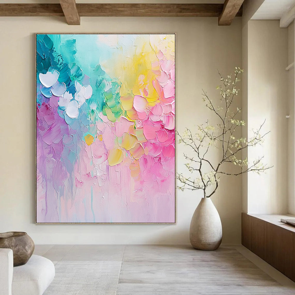 Rainbow Floral Abstract Painting for Cheerful Children’s Playrooms GAB0916