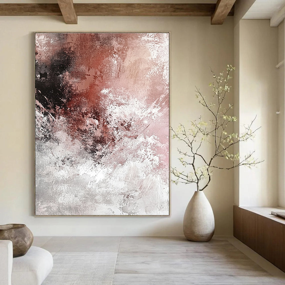 Pink and Gray Abstract Painting for Romantic - Styled Boutiques GAB1093