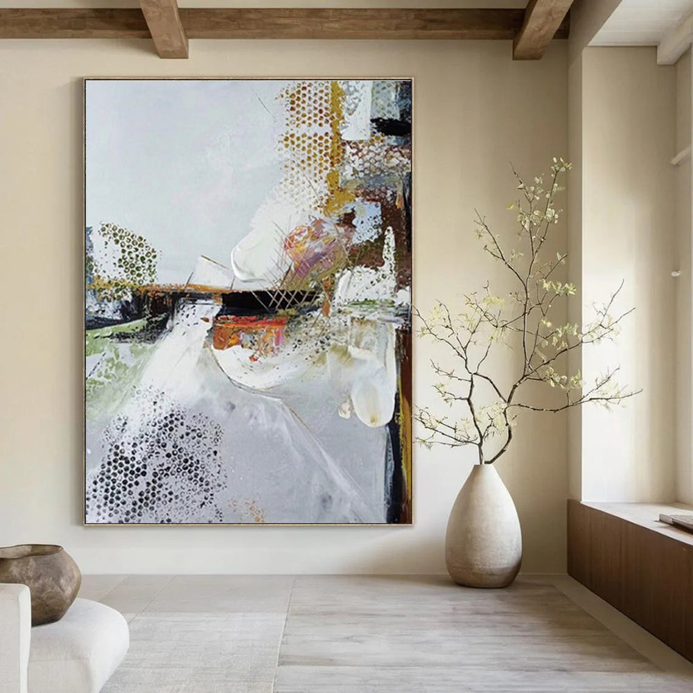 Textured Abstract Composition Abstract Painting for Contemporary Home Libraries HENG047