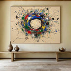 Color Splatter Abstract Circle Painting with Playful, Energetic Chaos ABS489