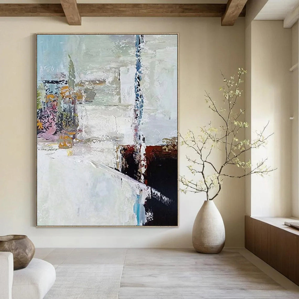 Soft Color Abstract Painting for Minimalist Living Rooms HENG040