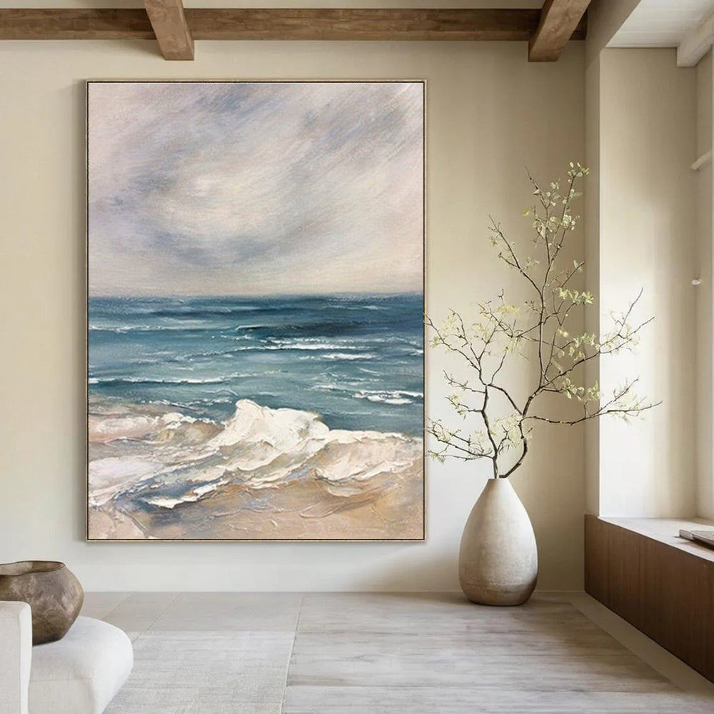 Serene Seaside Painting for Coastal Restaurant Dining Areas HENG048