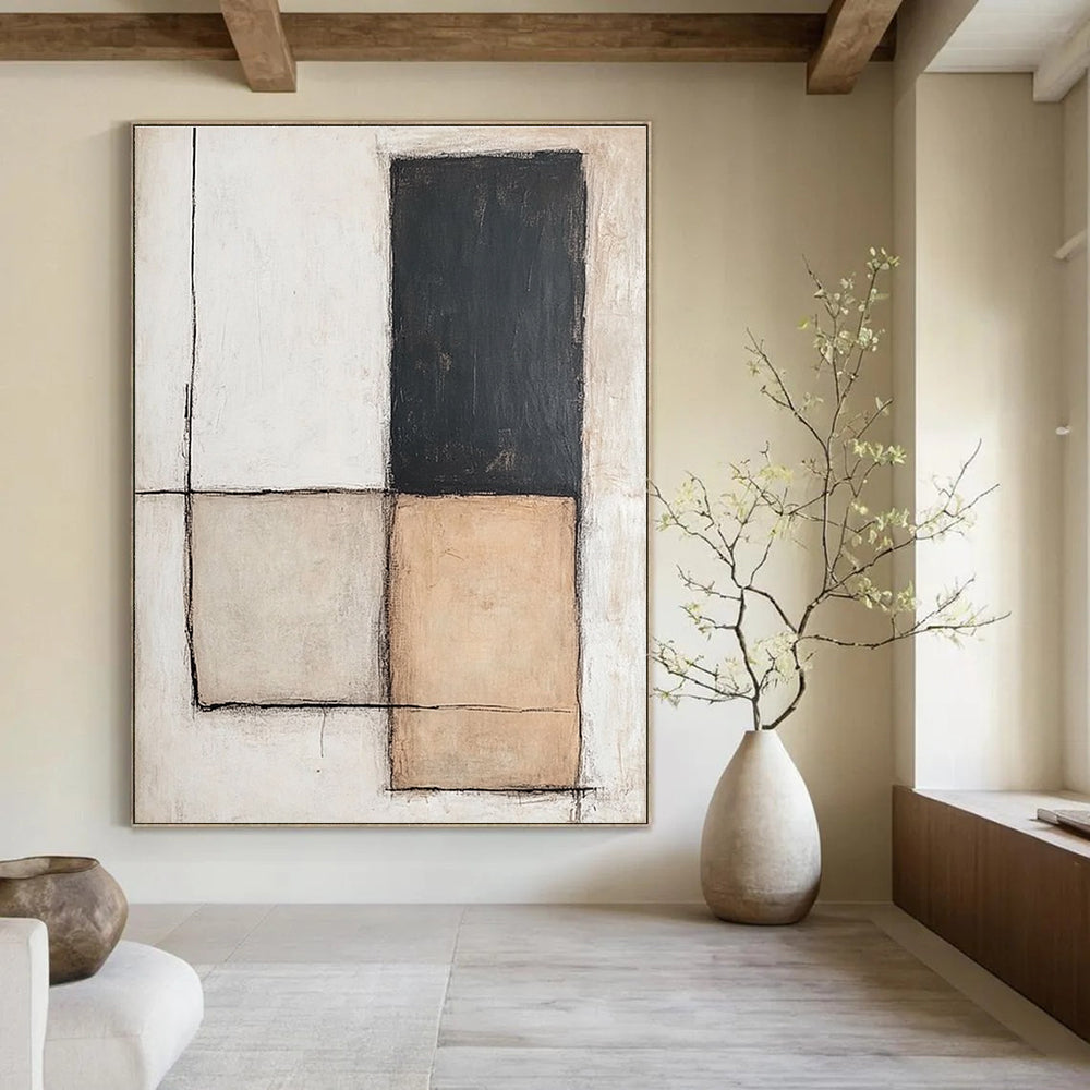 Neutral Toned Geometric Art Abstract Painting for Minimalist Interiors GAB1392