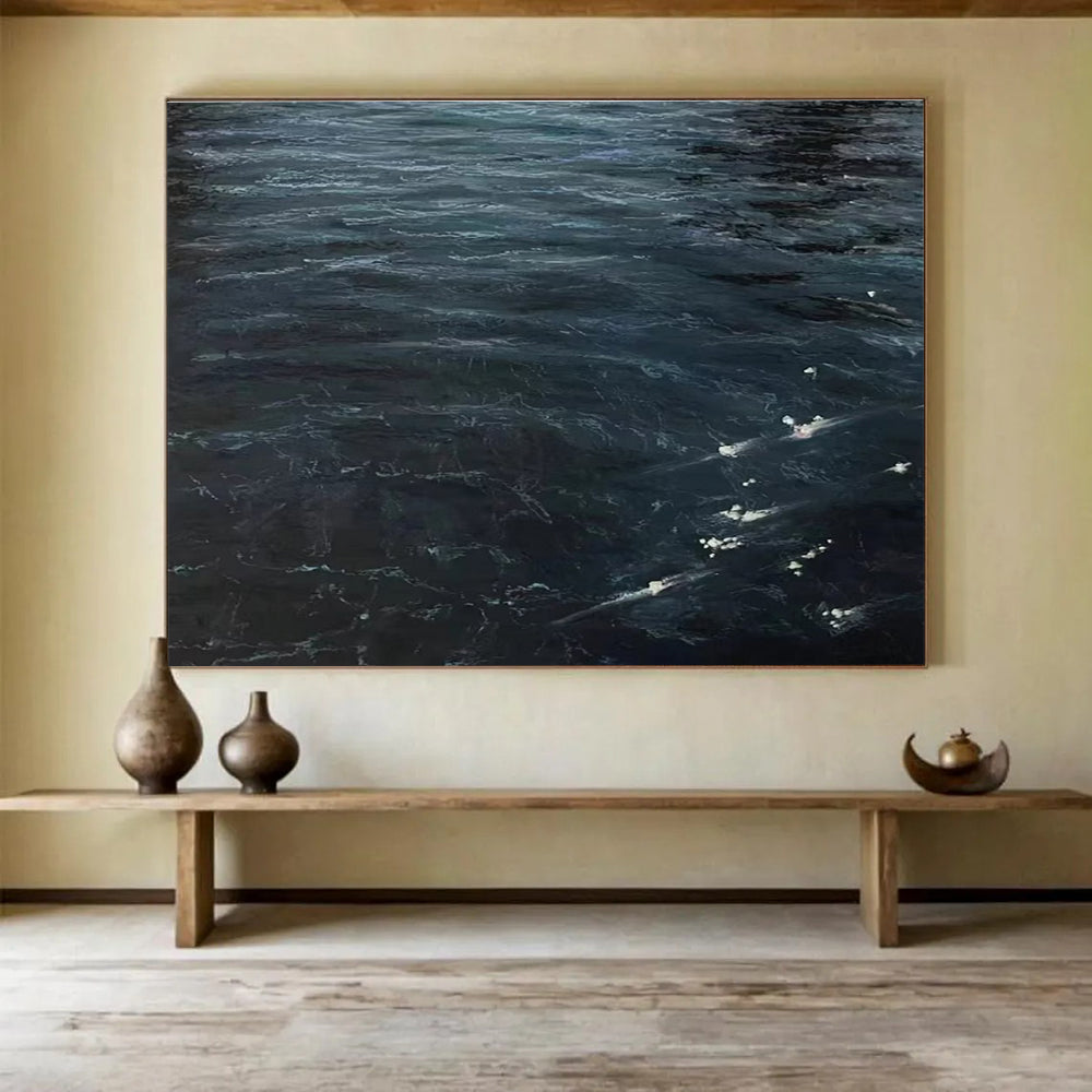 Dark Sea Abstract Painting for Nautical - Themed Home Theaters YHT265
