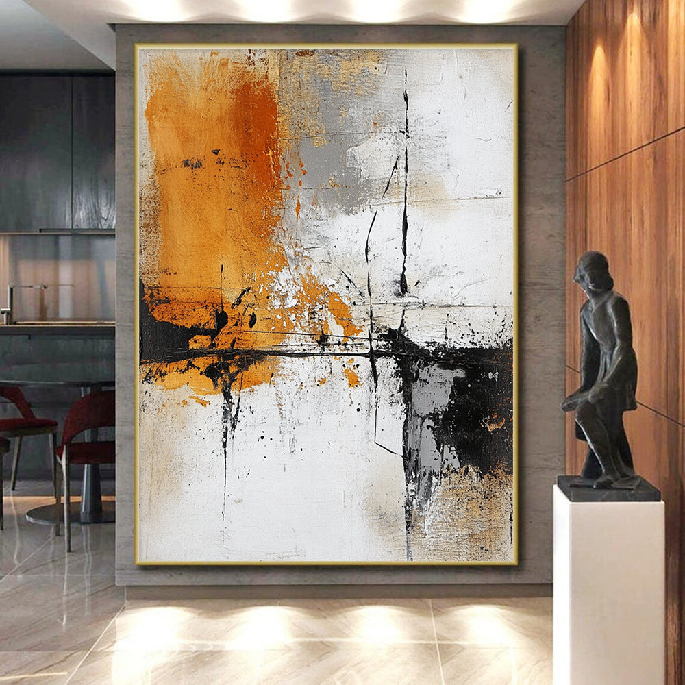 Orange Gray Abstract Textures Painting with Bold Strokes WINK631