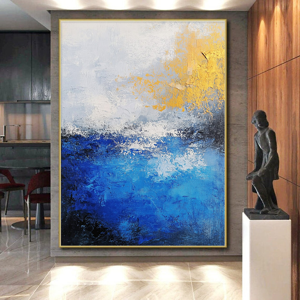Blue and Gold Abstract Painting with Ocean - Inspired Grace WINK310