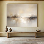 Beige - toned Abstract Landscape with Subtle Reflections Abstract Painting ABS386