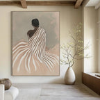 Figure in Striped Robe Serene Narrative Abstract Painting GAB0270